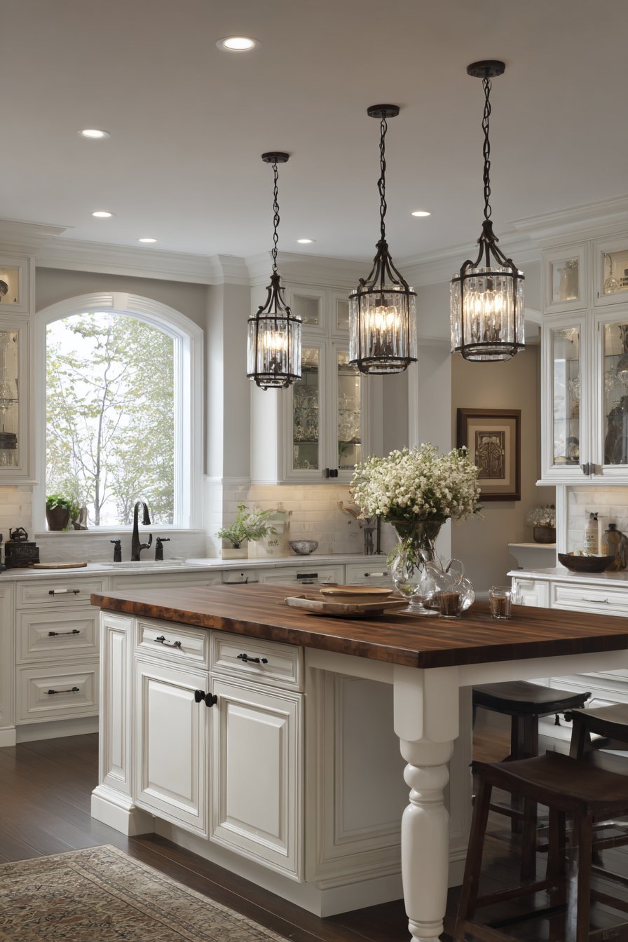 Traditional Kitchen Island with Furniture-Style Legs