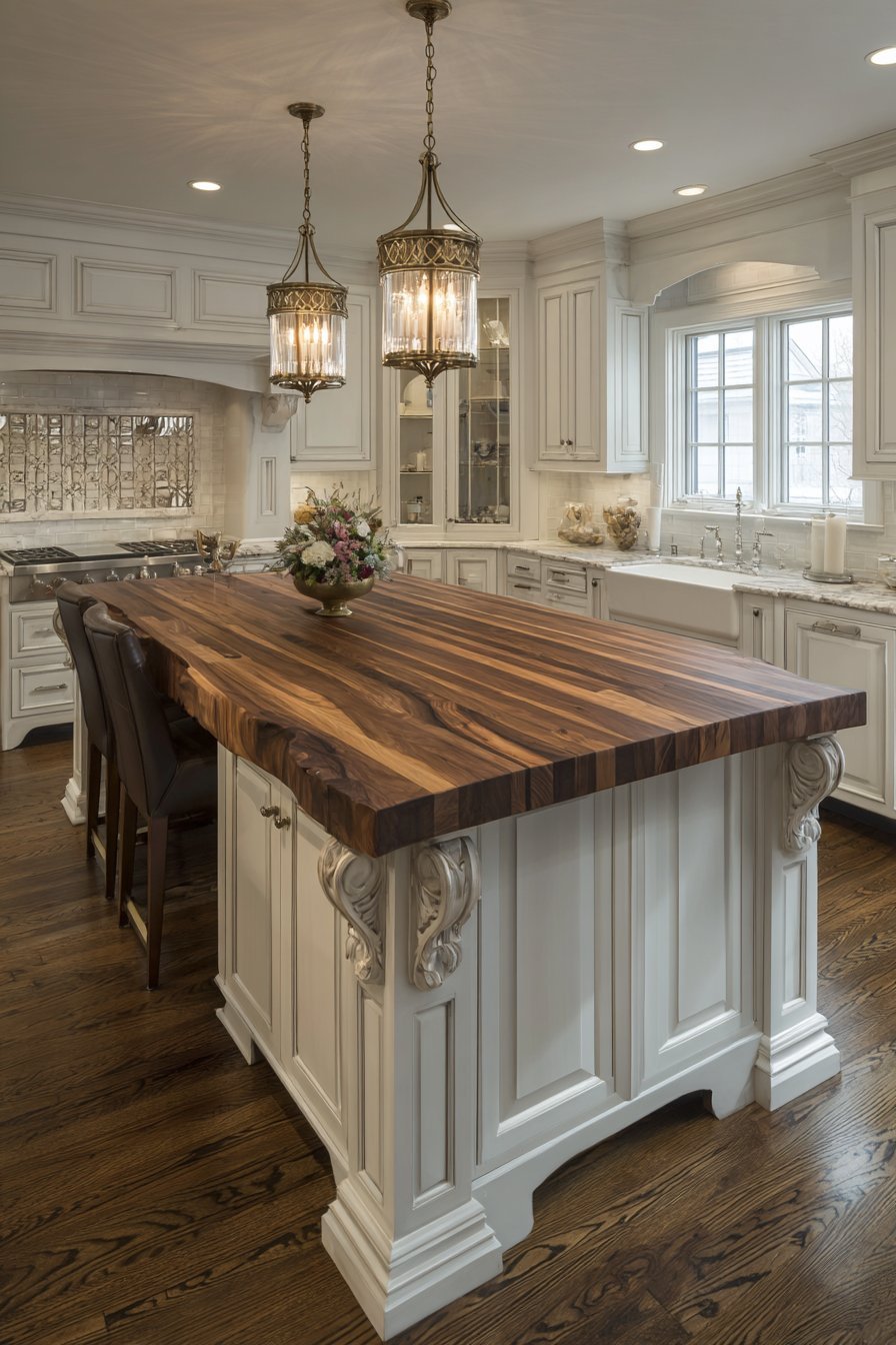 Traditional Kitchen Island with Furniture-Style Legs
