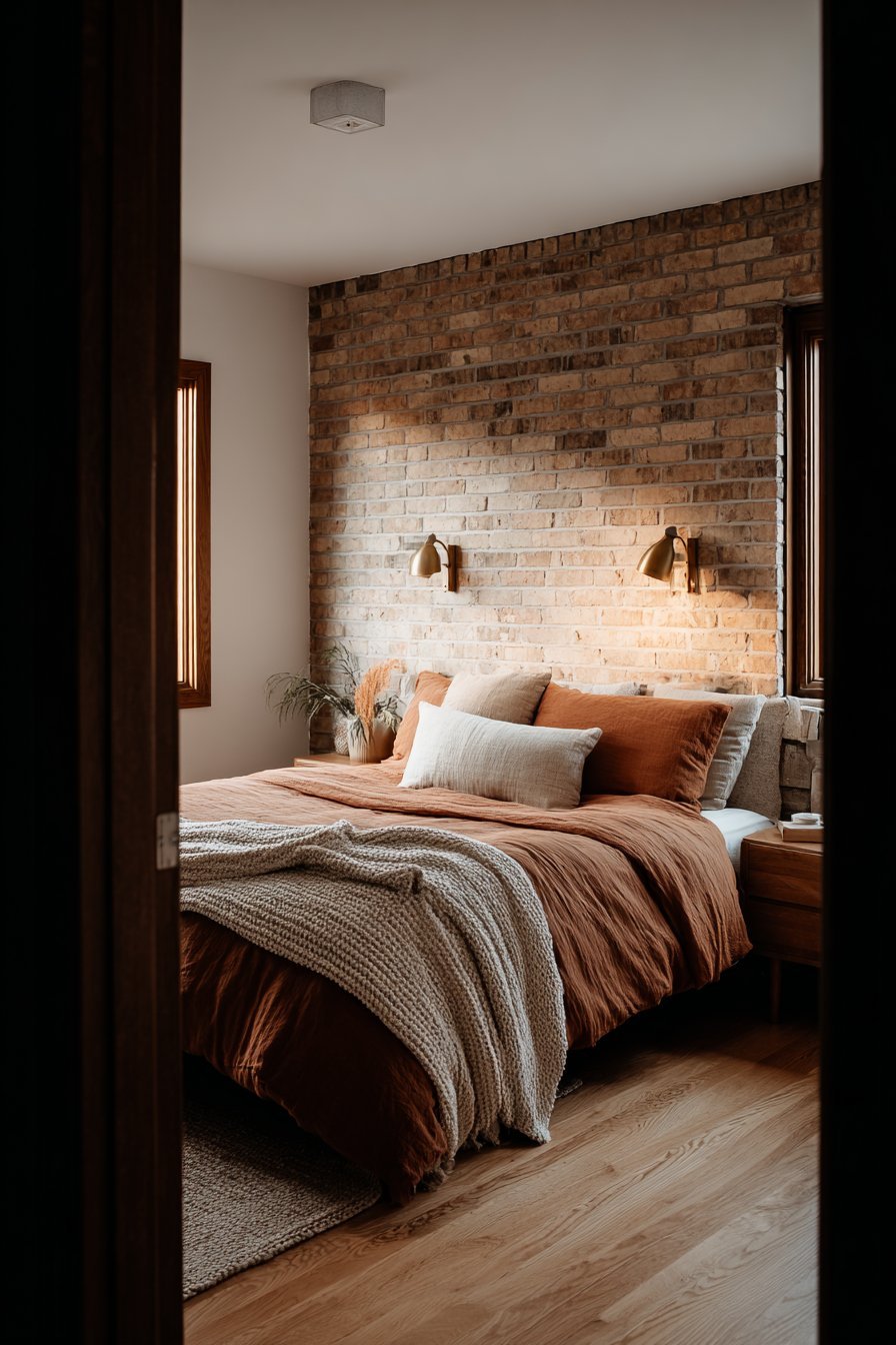Exposed Clay Brick Accent Wall