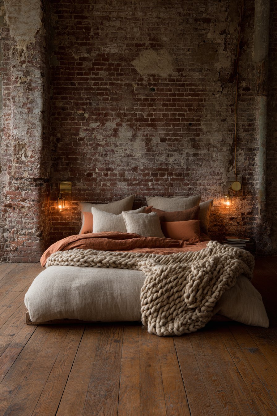 Exposed Clay Brick Accent Wall