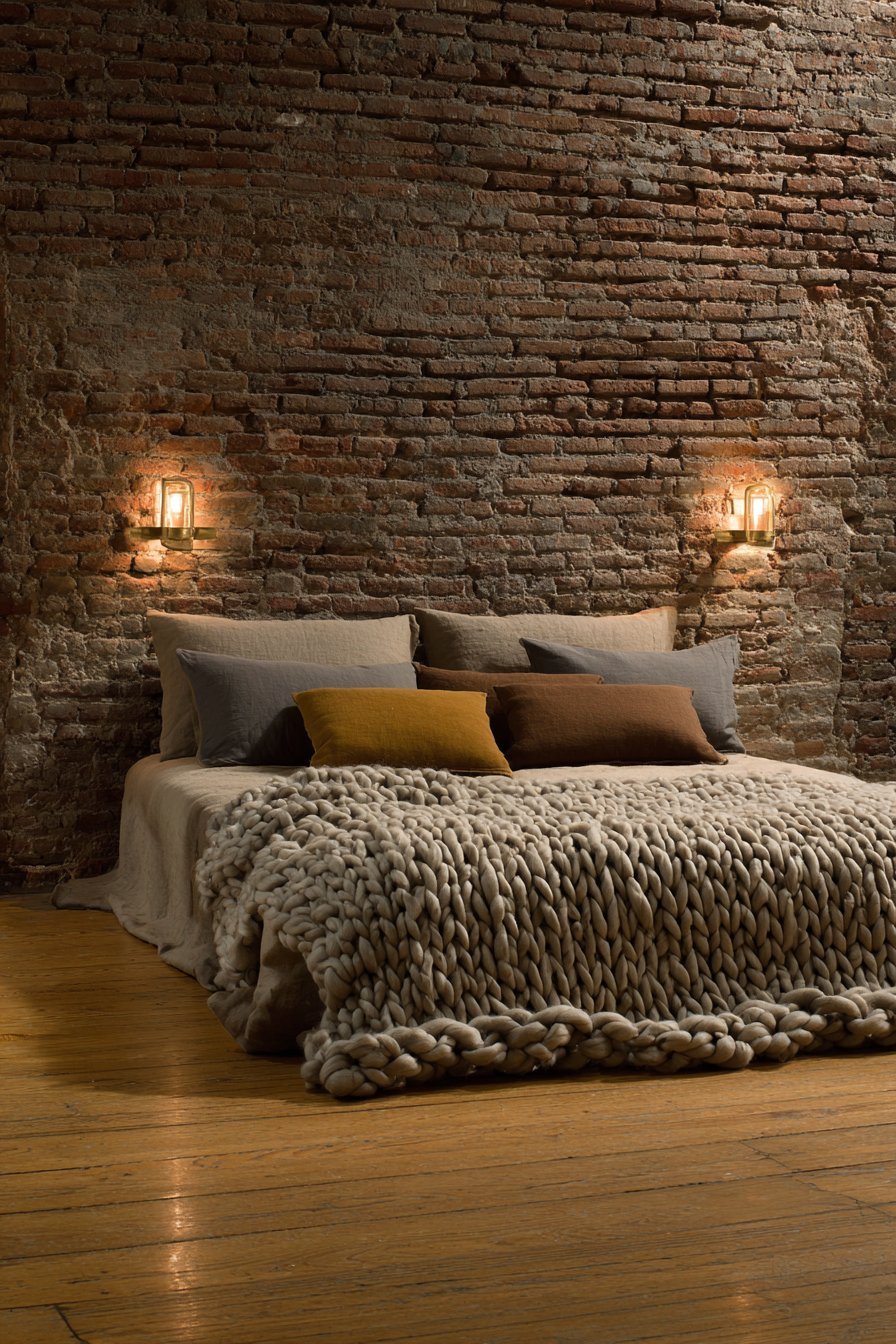 Exposed Clay Brick Accent Wall