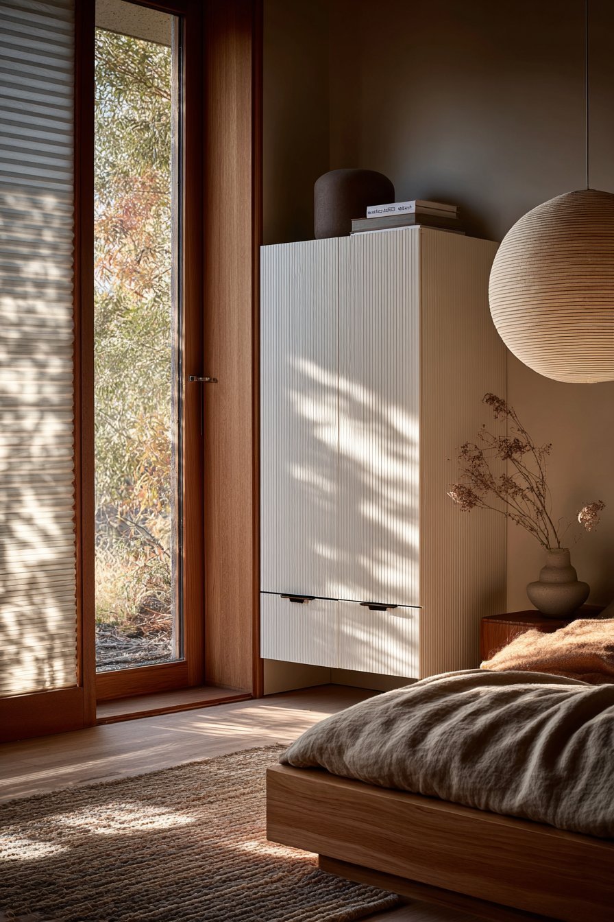 Japandi Zen Minimalism with Pale Wood Grain