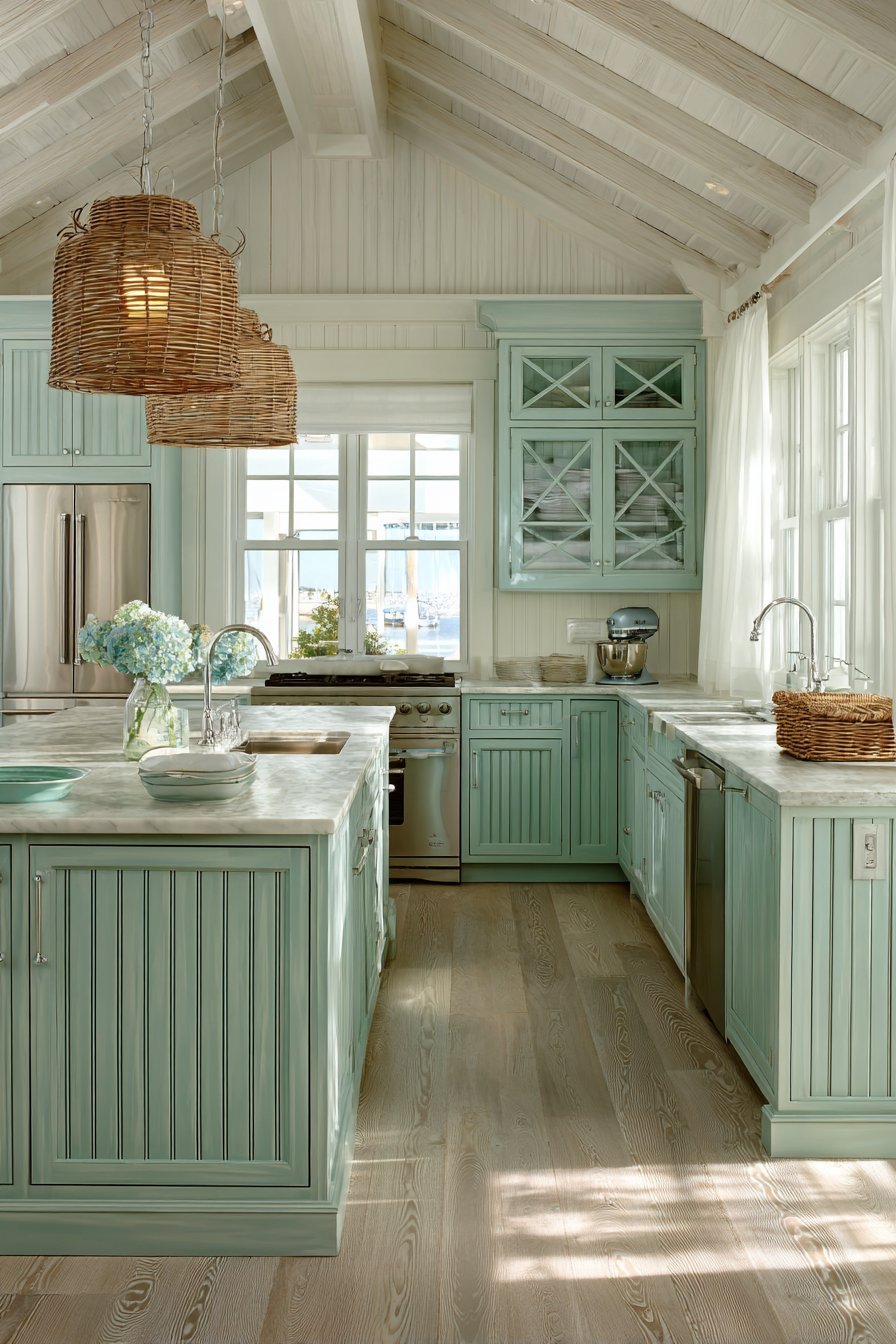 Relaxed Coastal Seafoam Kitchen