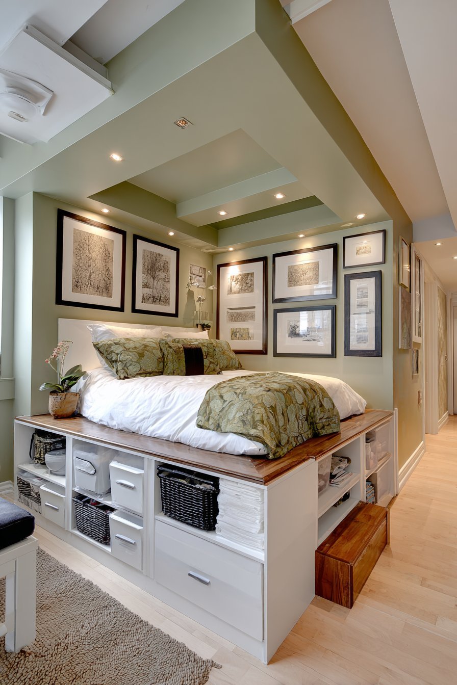 Raised Platform Bed Storage System