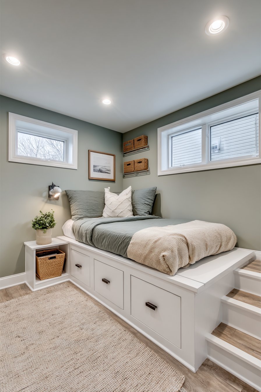 Raised Platform Bed Storage System