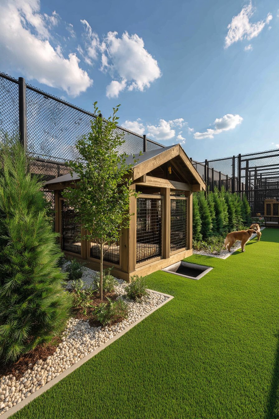 Secure Dog Run with Agility Equipment