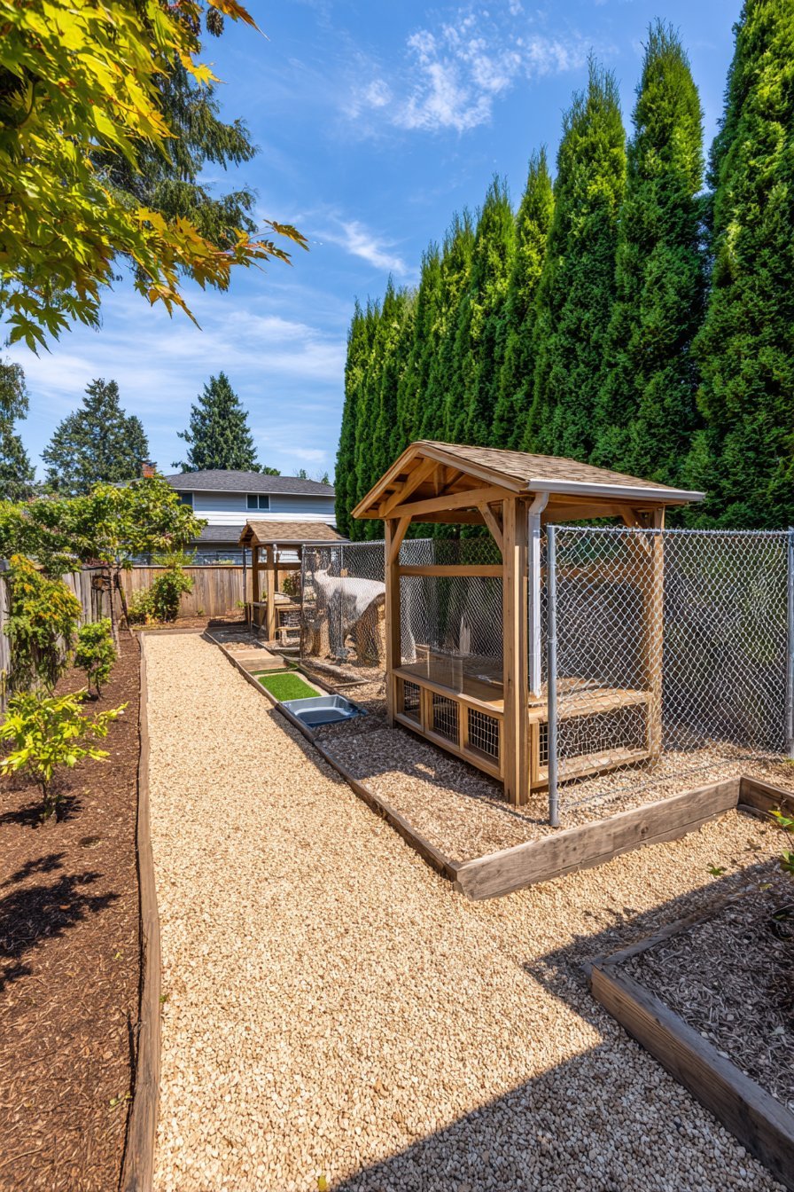 Secure Dog Run with Agility Equipment
