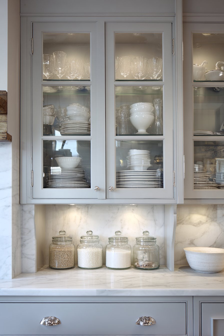 Dove Grey Glass-Front Cabinet Display