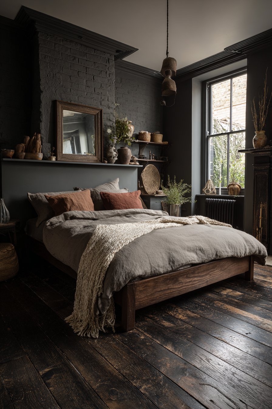 Charcoal Brick with Walnut Frame