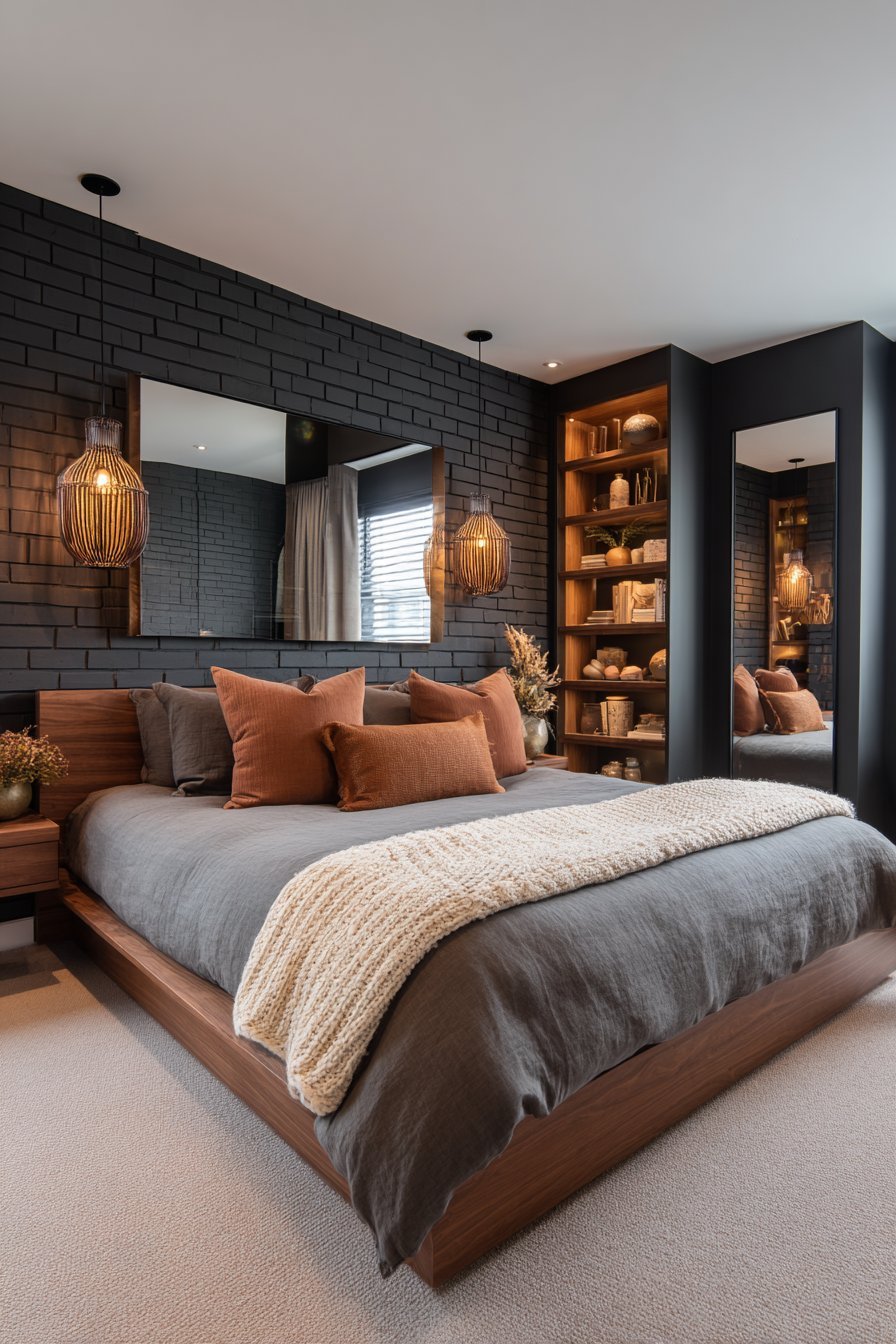 Charcoal Brick with Walnut Frame