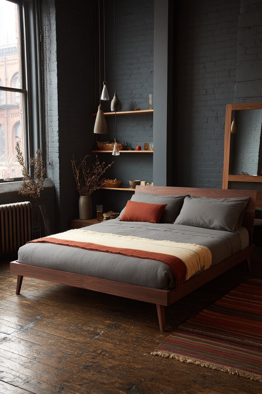 Charcoal Brick with Walnut Frame