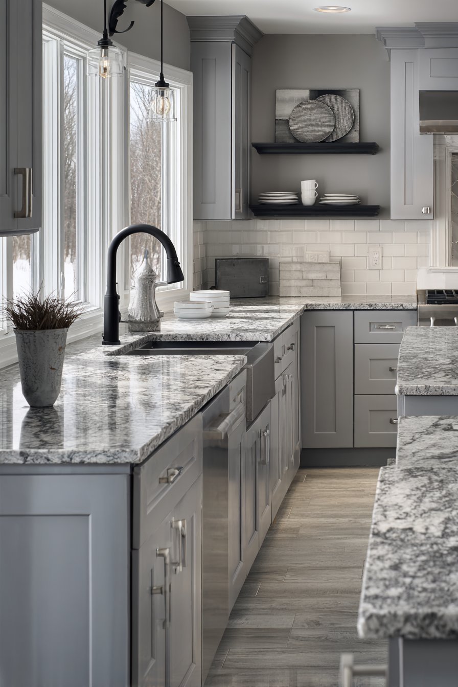Mixed Metal Grey Kitchen Design
