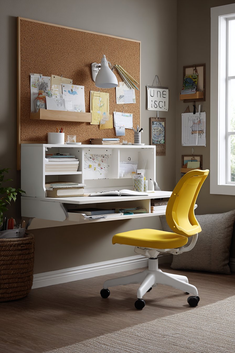 Wall-Mounted Fold-Down Homework Station
