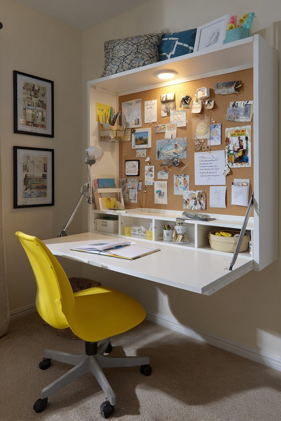 Wall-Mounted Fold-Down Homework Station