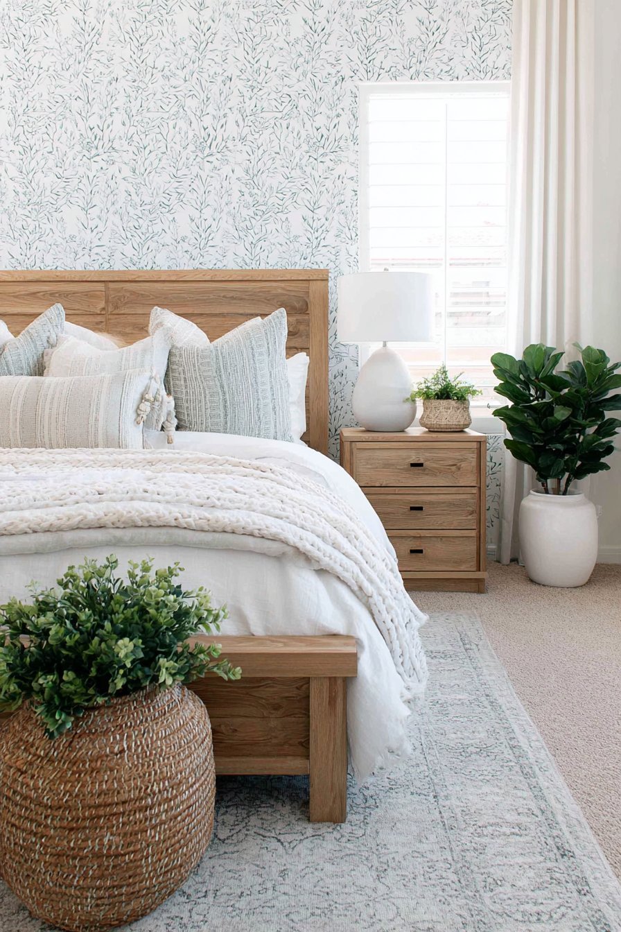 Botanical Light Blue Wallpaper Design