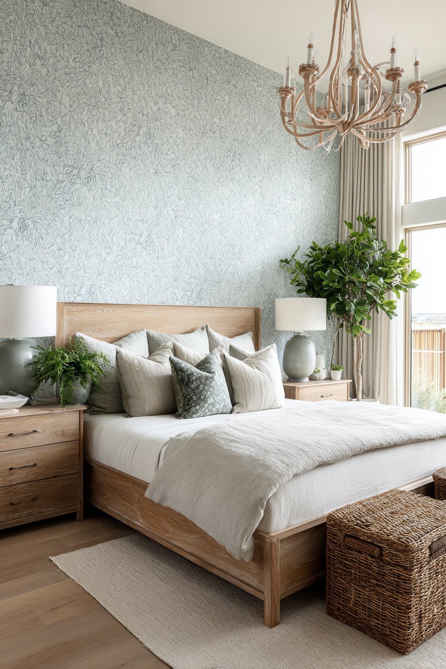 Botanical Light Blue Wallpaper Design