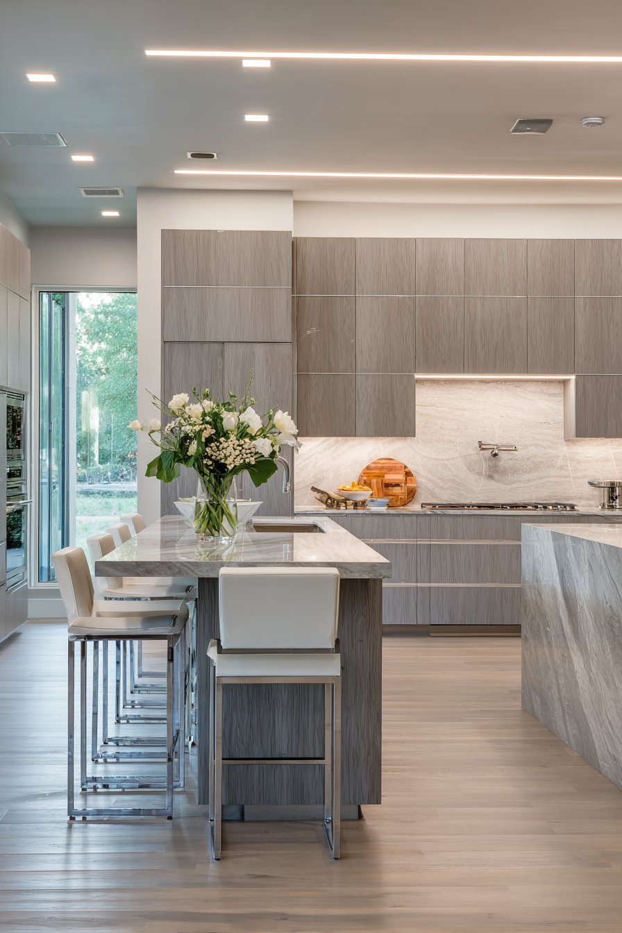 Minimalist Frameless Grey with Integrated Appliances