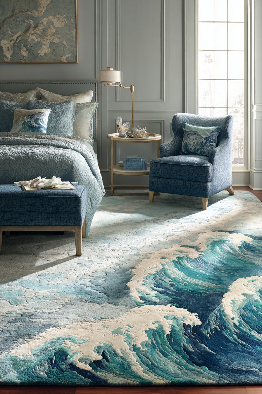 Abstract Wave Pattern Area Rug Foundation