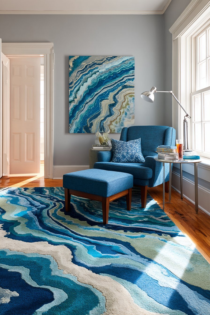 Abstract Wave Pattern Area Rug Foundation