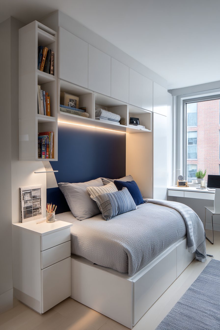 Headboard Wall Storage Integration