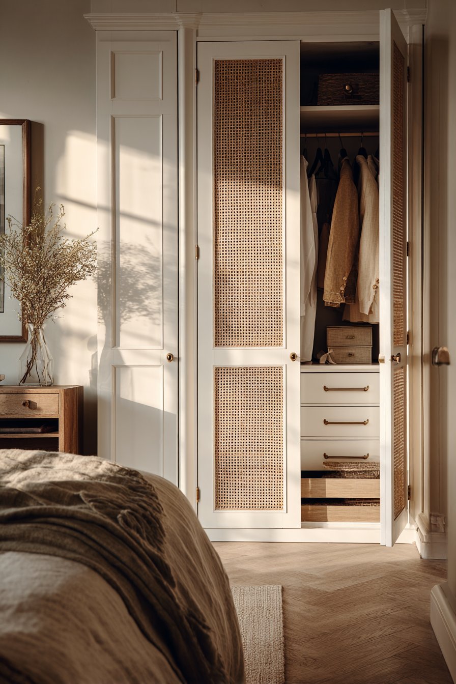 Mixed-Material Transitional with Rattan Accents