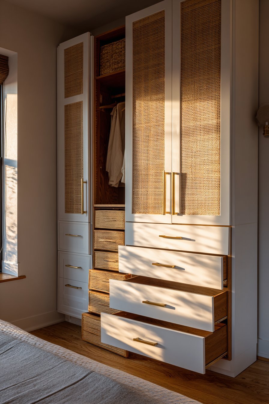 Mixed-Material Transitional with Rattan Accents