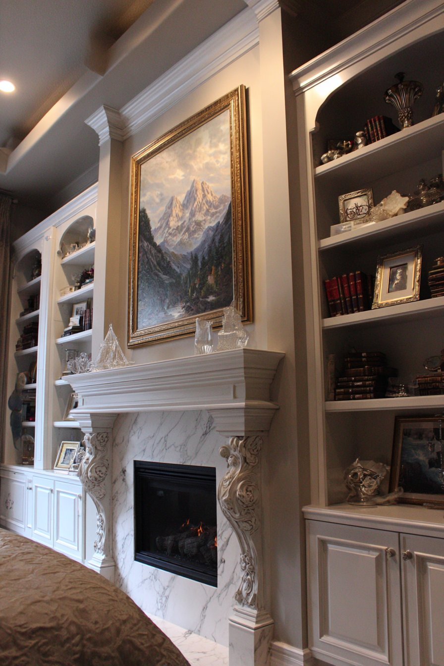 Custom Built-In Bookcases with Fireplace Surround