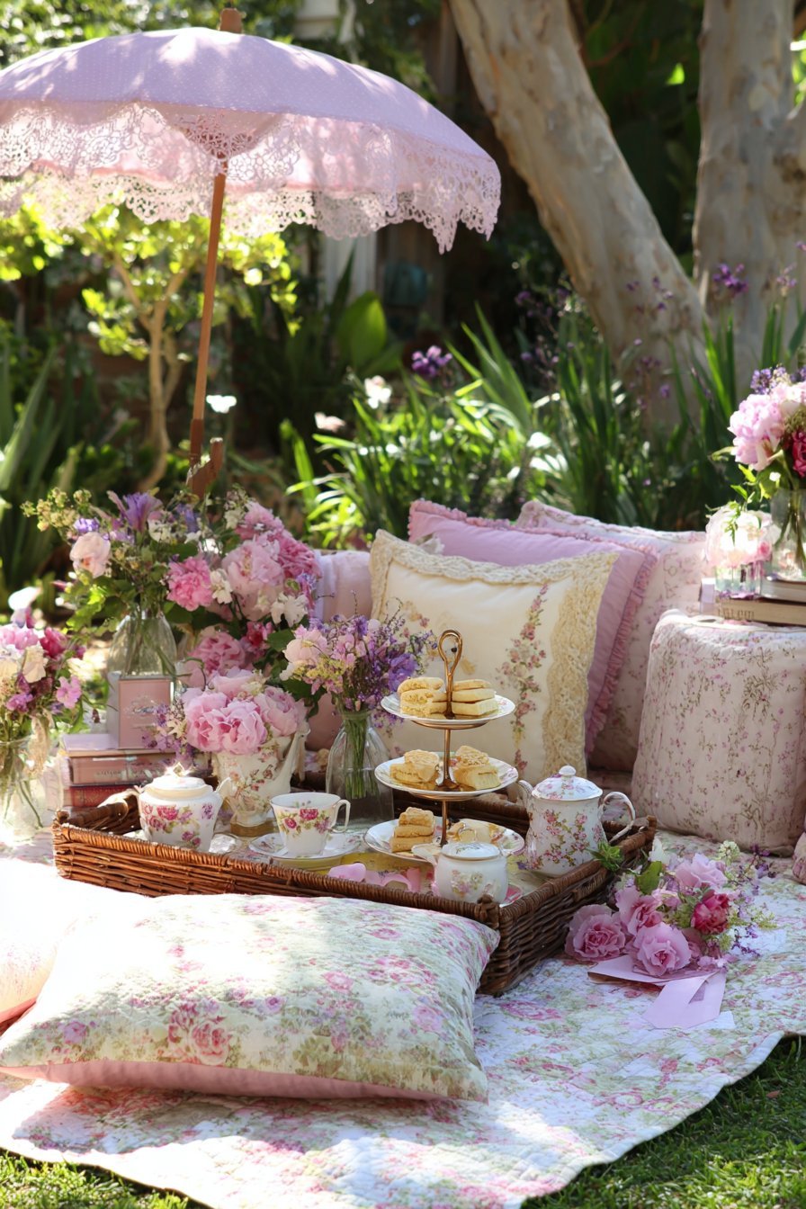 Vintage Quilt Tea Party Setup
