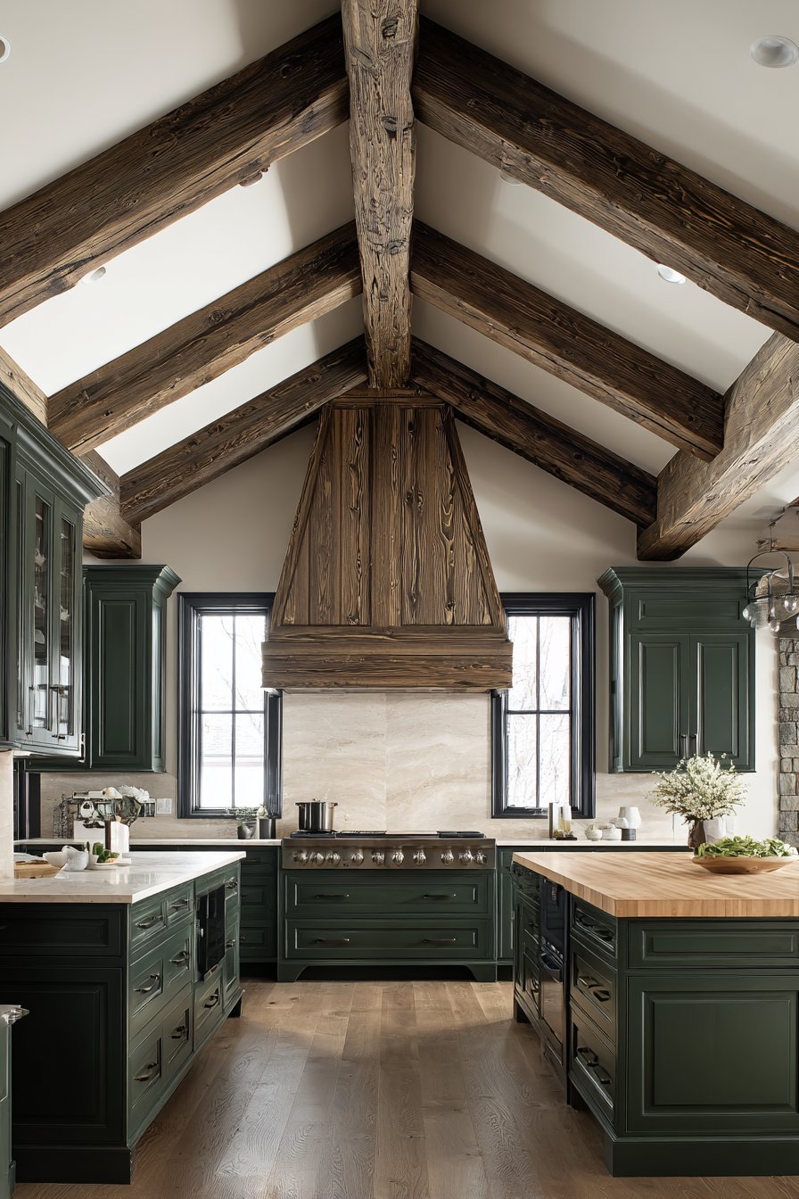 Dramatic Exposed Beam Ceiling Treatment