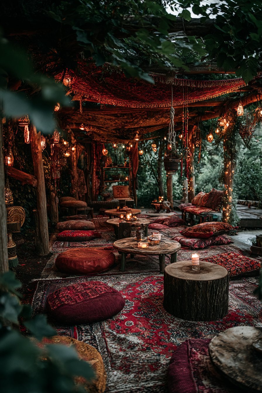 Pallet and Tapestry Canopy Lounge