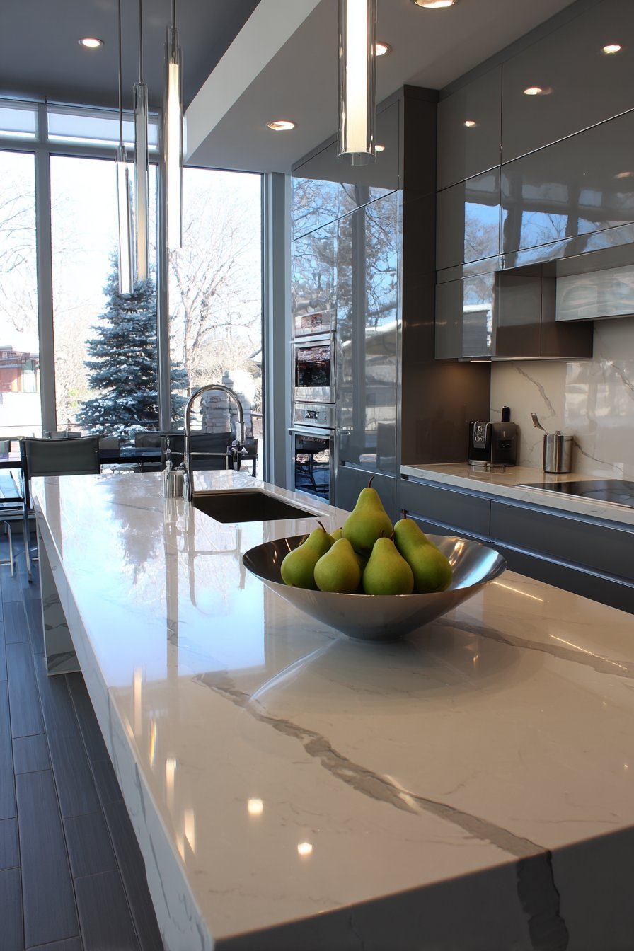 Contemporary Quartz Waterfall Minimalism