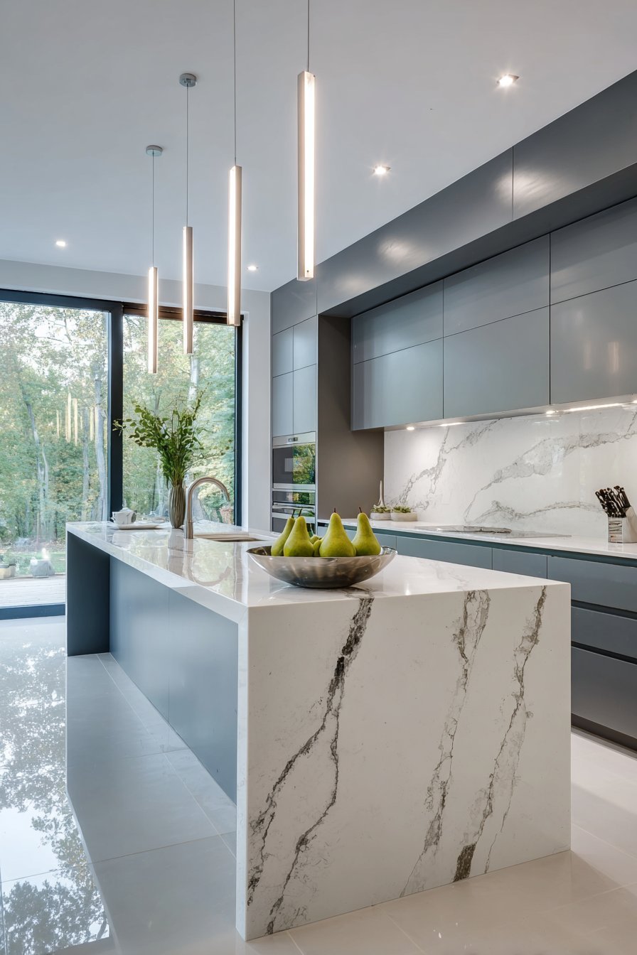Contemporary Quartz Waterfall Minimalism