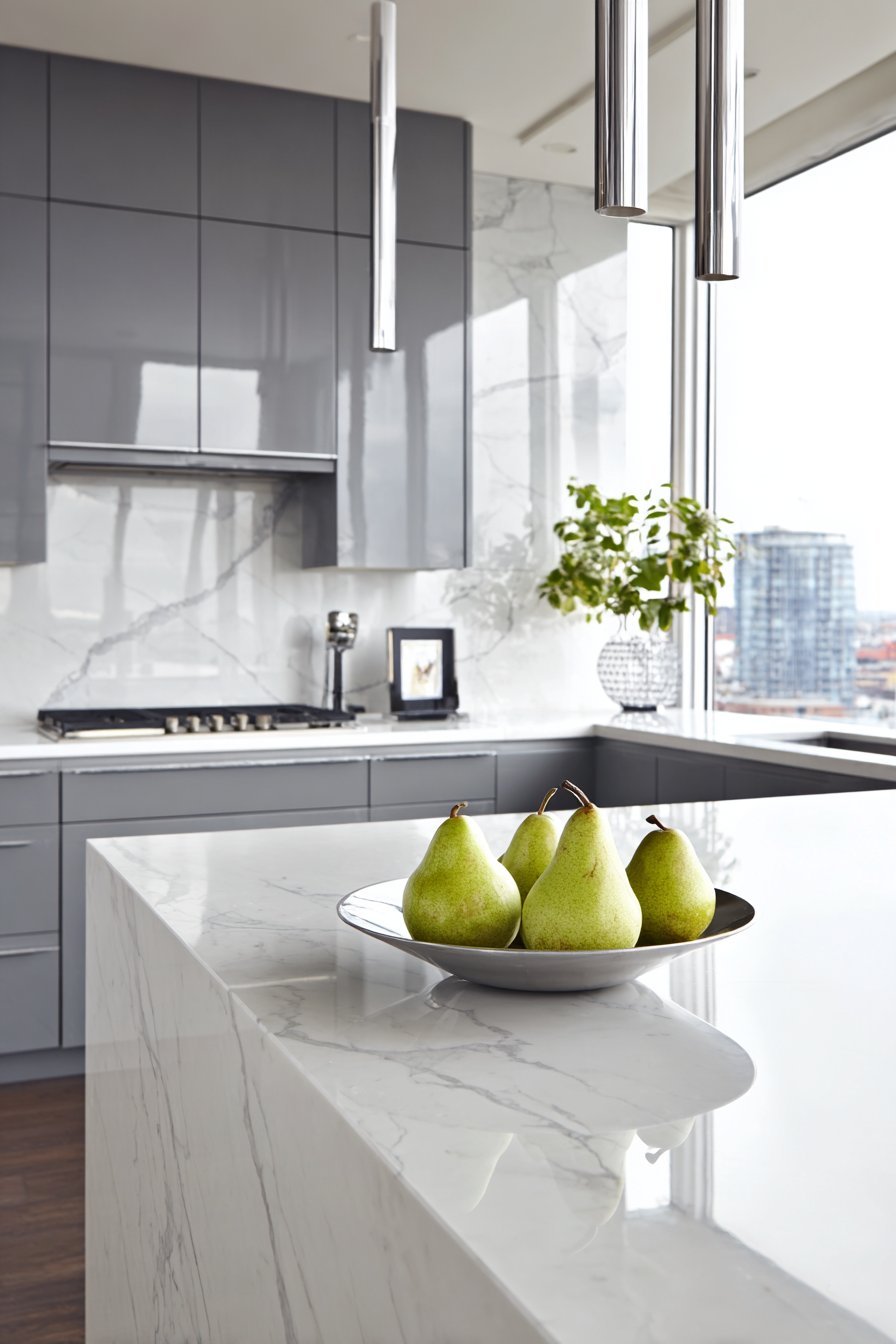 Contemporary Quartz Waterfall Minimalism