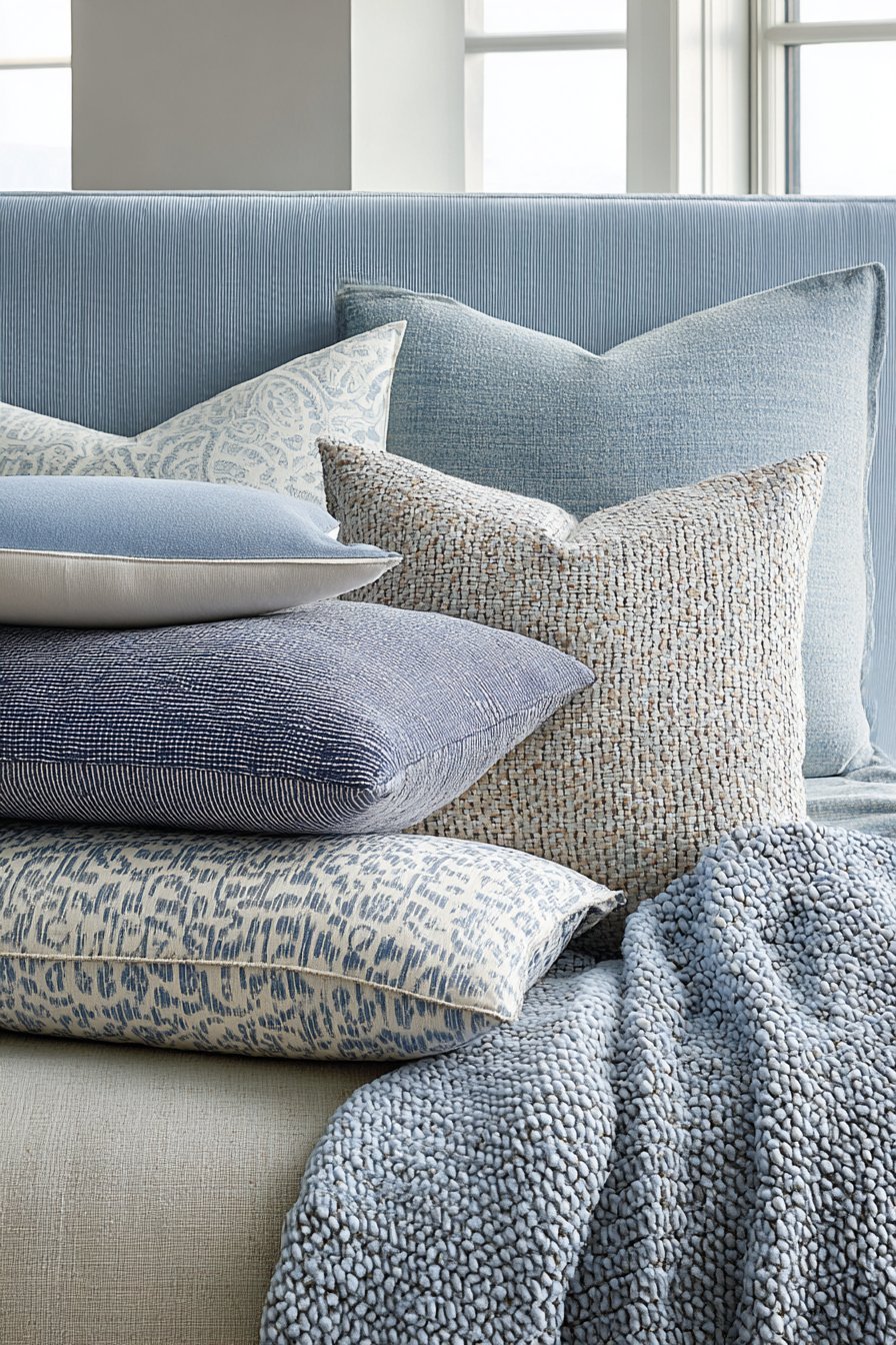 Monochromatic Light Blue Textile Layering