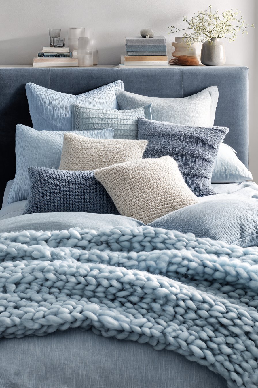 Monochromatic Light Blue Textile Layering