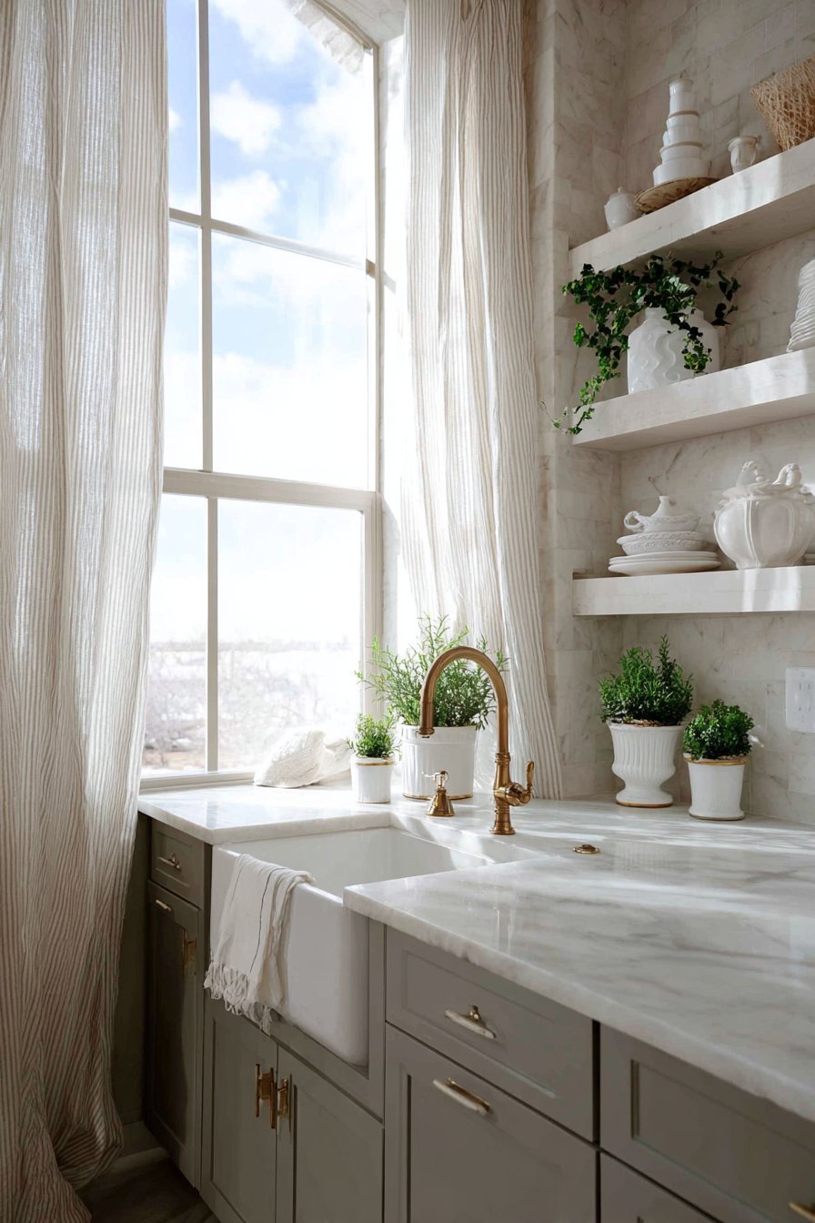 Farmhouse Sink with Garden Views