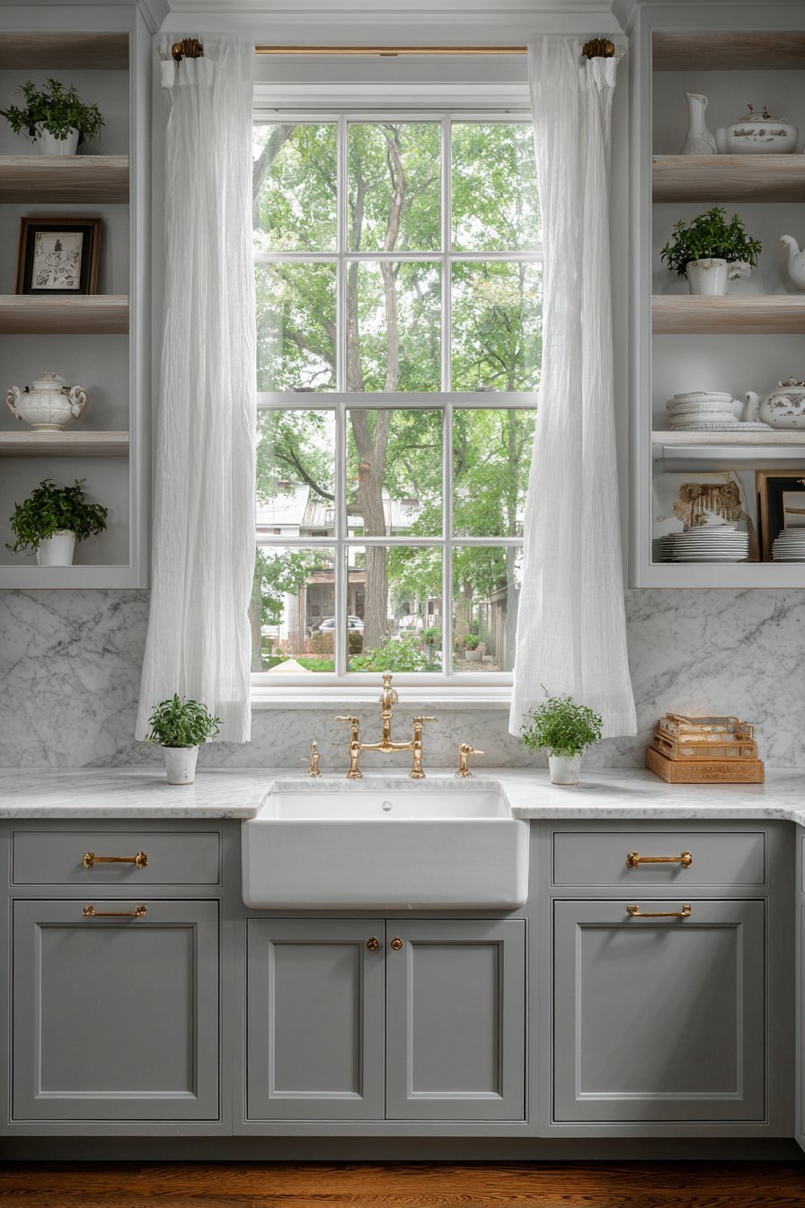Farmhouse Sink with Garden Views
