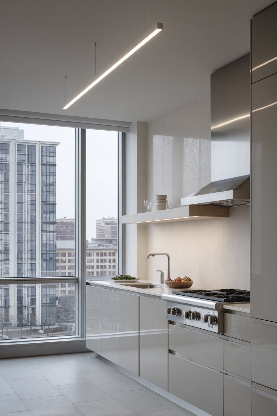 Vertical Storage Kitchen with Floating Shelf