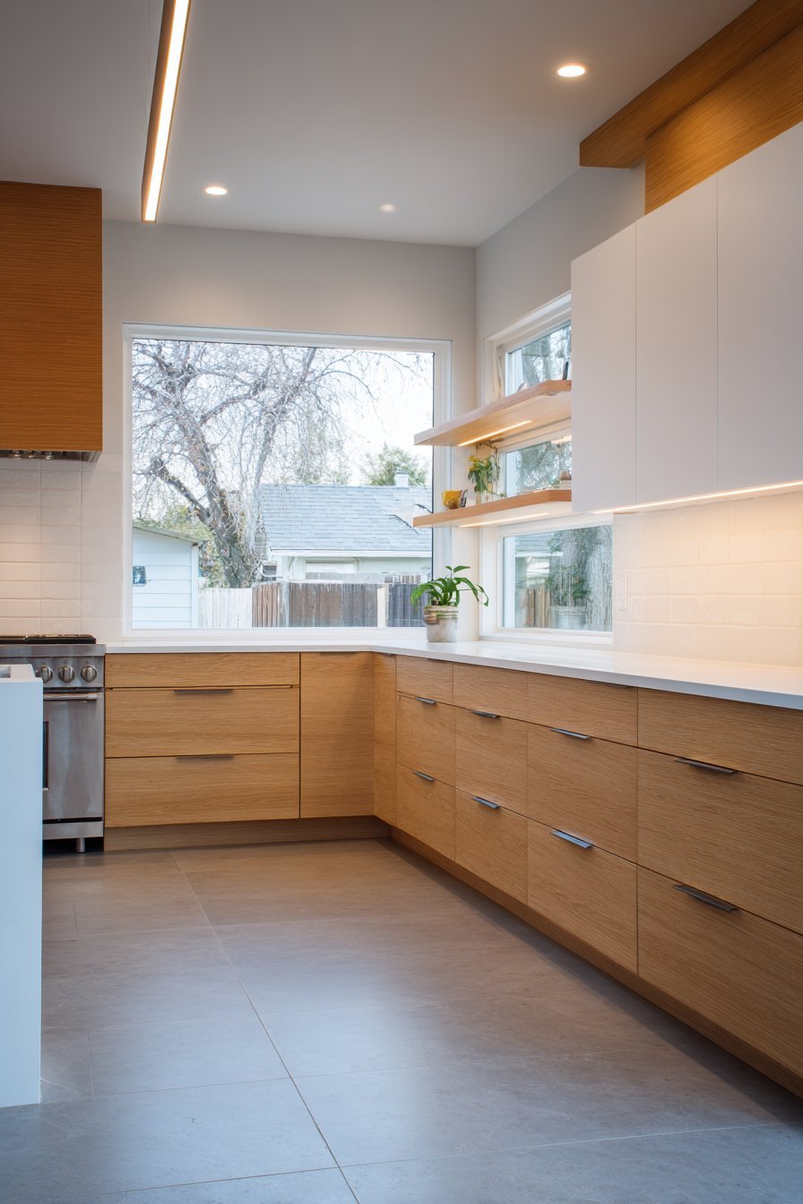 Vertical Storage Kitchen with Floating Shelf