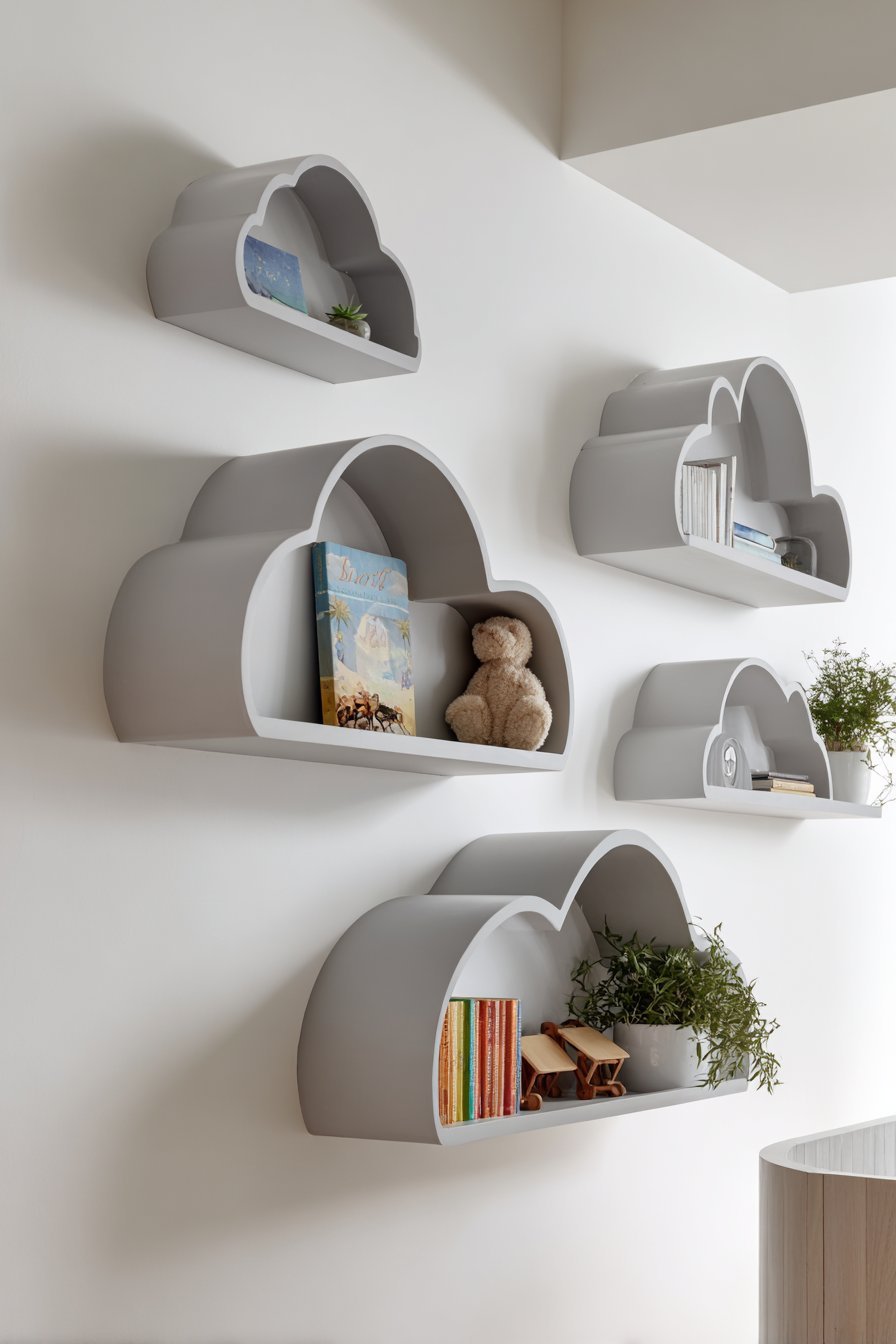Gender-Neutral Cloud-Shaped Whimsical Shelves