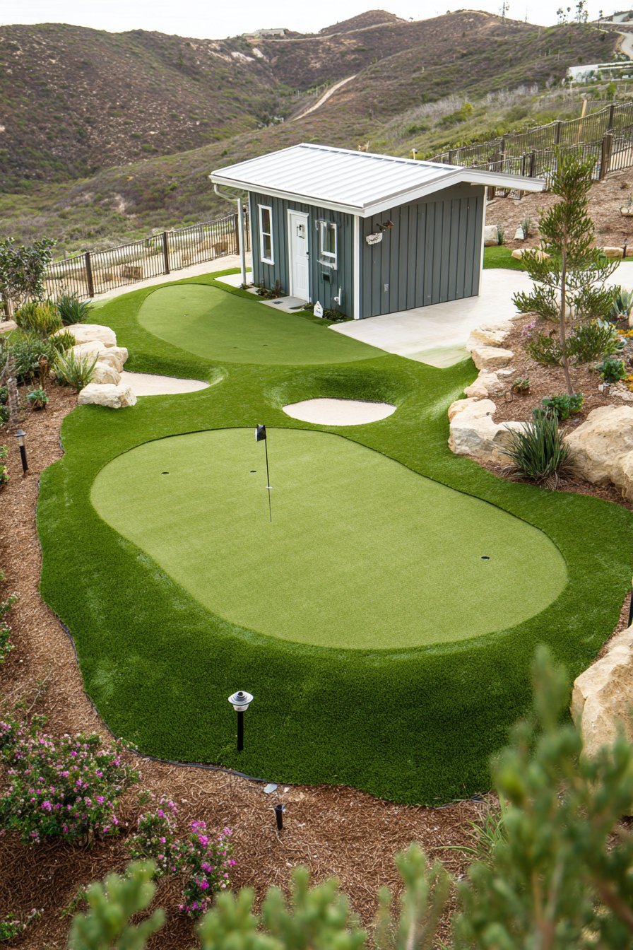 Professional Putting Green with Realistic Features