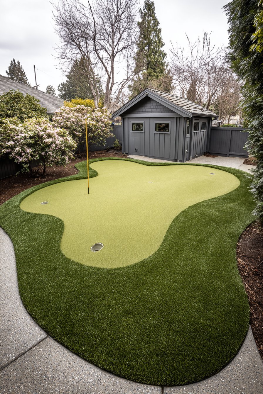 Professional Putting Green with Realistic Features