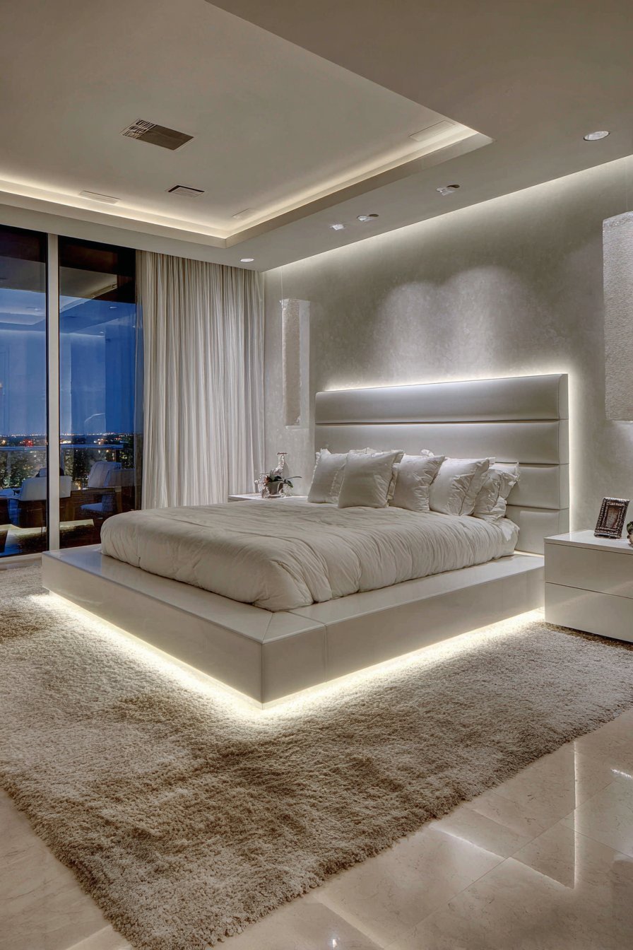 Contemporary Floating Bed Frame