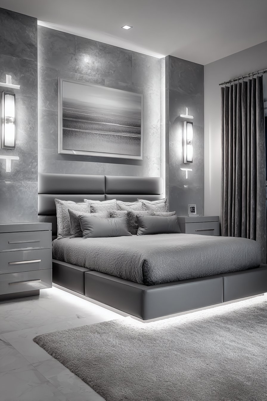 Contemporary Floating Bed Frame