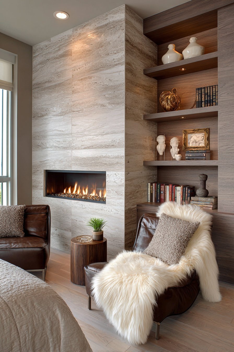 Modern Linear Fireplace Corner Retreat