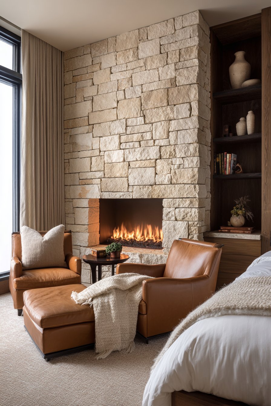 Modern Linear Fireplace Corner Retreat