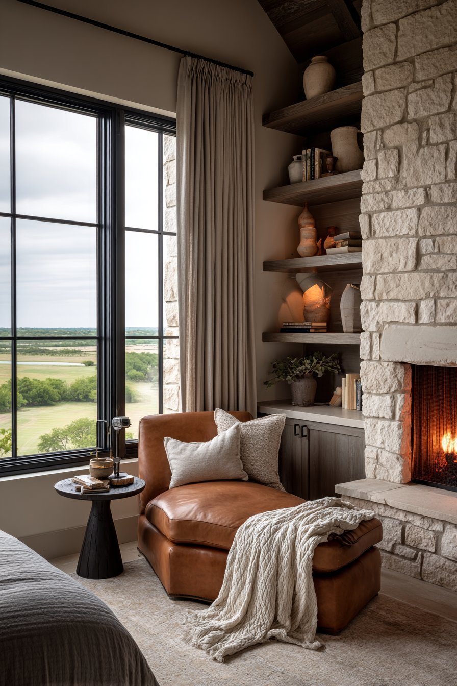 Modern Linear Fireplace Corner Retreat