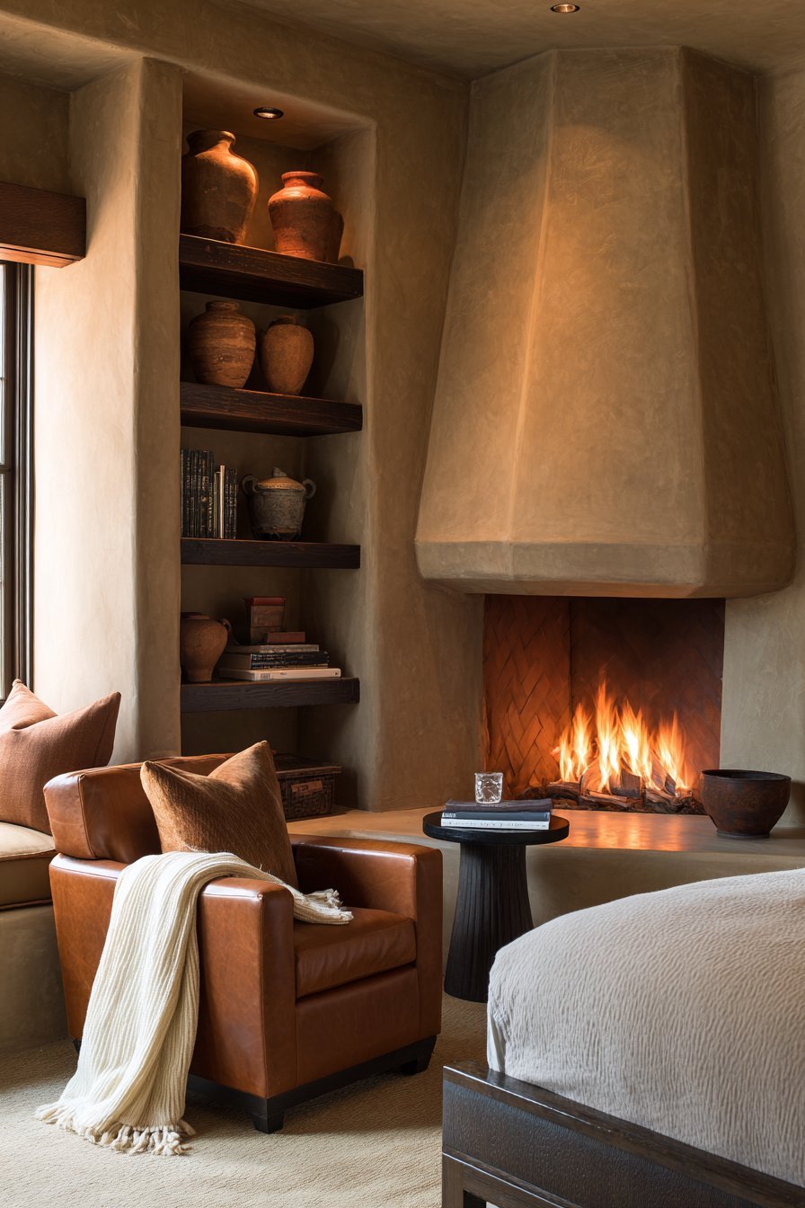 Modern Linear Fireplace Corner Retreat