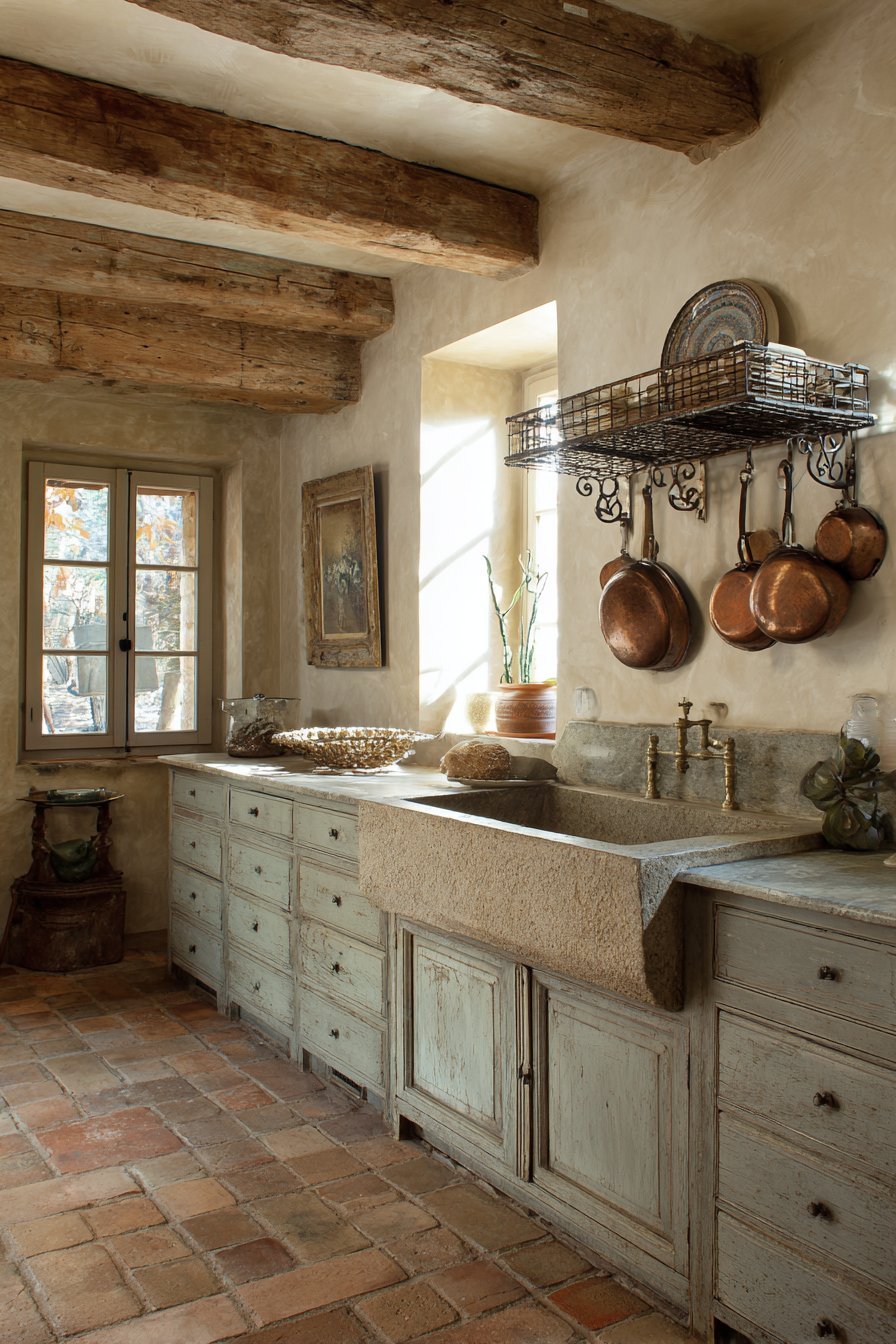 Stone Sink French Country Kitchen