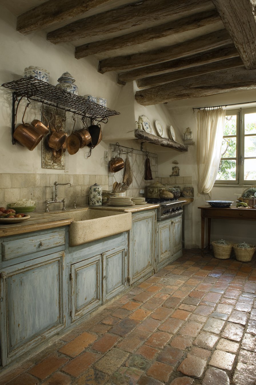 Stone Sink French Country Kitchen